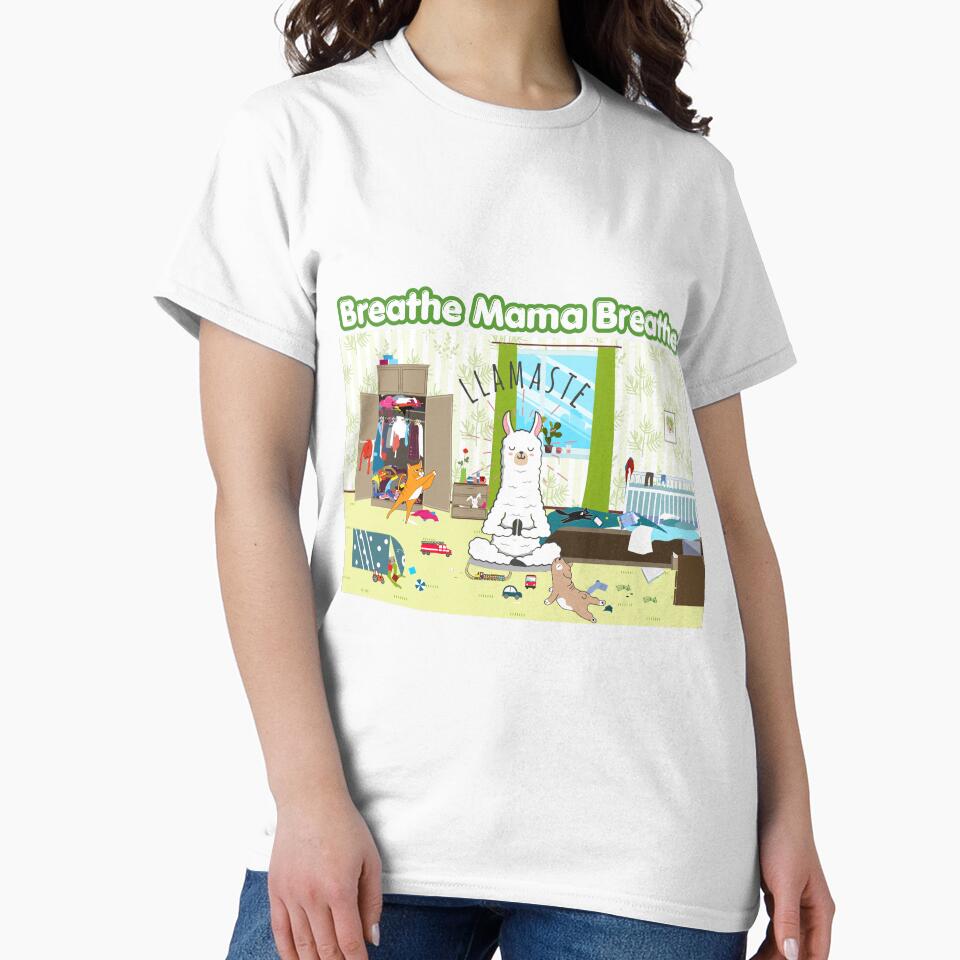 Funny Breathe Mama Breathe Shirt Llamaste Mom Tee Motherhood Humor Gift for Stressed Moms Chaotic Parenting Graphic by E20STUDIO