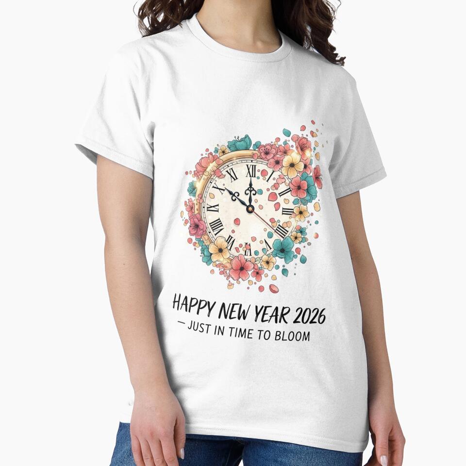 Happy New Year 2026 Floral Clock Bloom Design by lojadpop