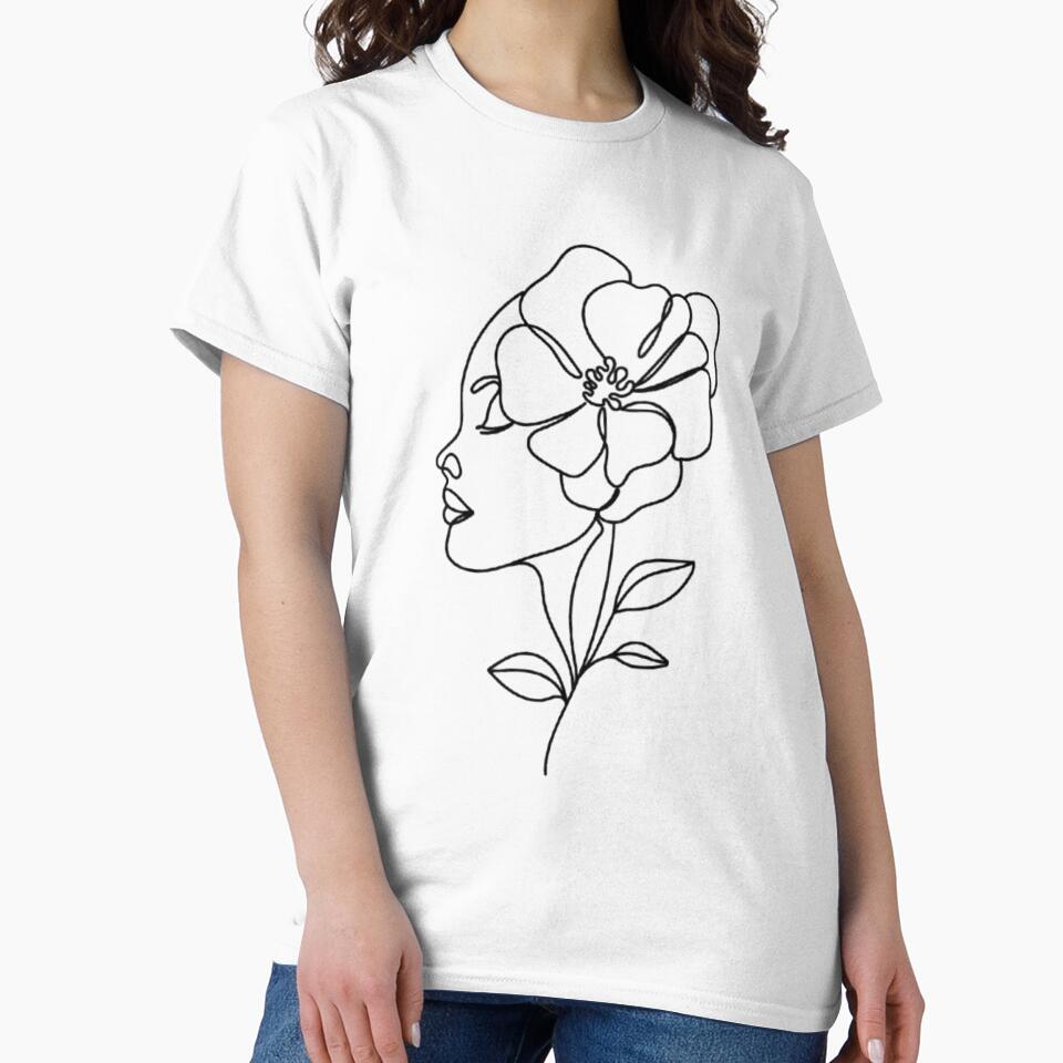 Plant Head Women | Line-Art Face | Minimalist Line Art | Single Line Art by PeachyPetichor