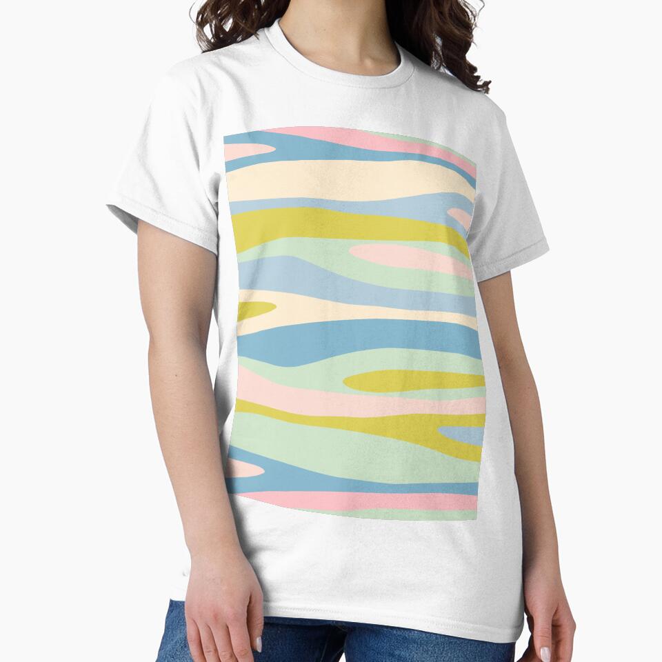 Wild Stripes Modern Abstract Horizontal Pattern Danish Pastel Blue Pink Chartreuse by kierkegaard