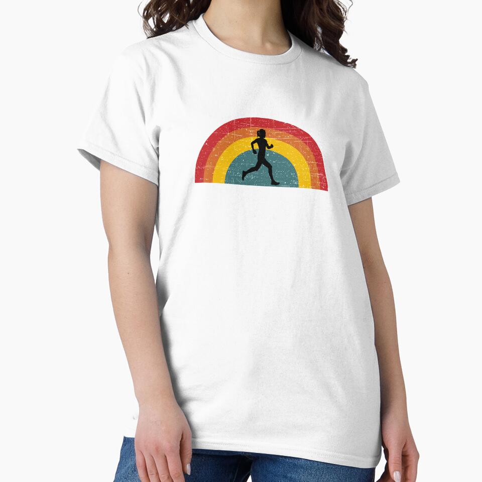Woman Trail Runner - Vintage Half Circle Sunset by HeatherPore