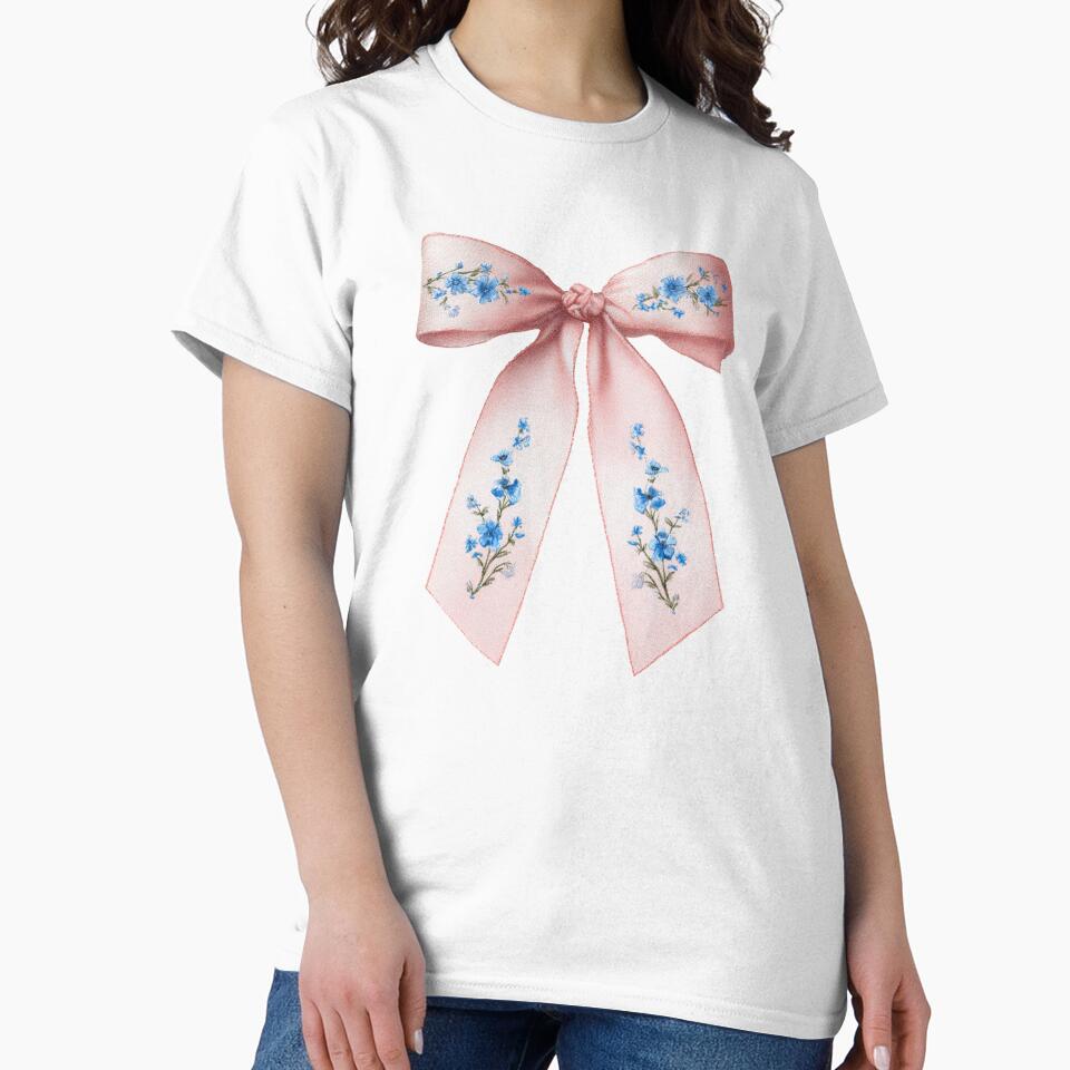 Pink bow with blue flowers by MendaciousMina
