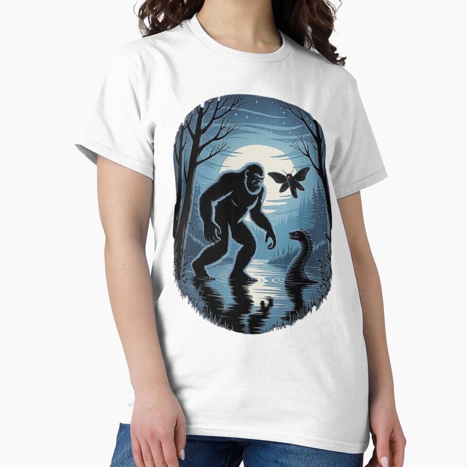 Bigfoot and Mothman Night Encounter – Cryptid Forest Legends Art by love3617