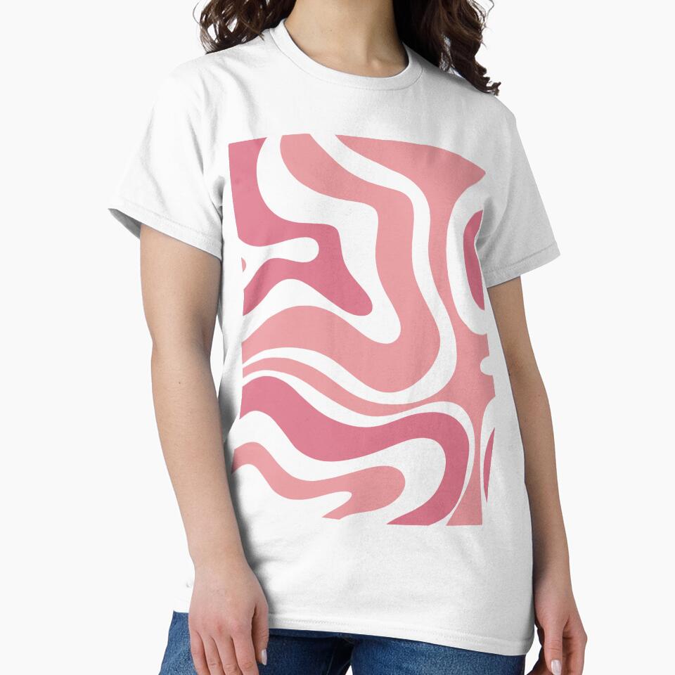Modern Retro Liquid Swirl Abstract Pattern Square in Thulian Pink and Cream by kierkegaard