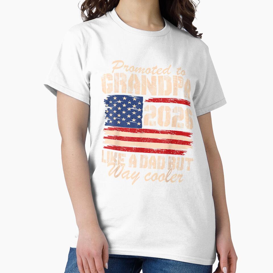 Promoted to Grandpa Est 2026 Soon to be New Grandad US Flag by Goleon12