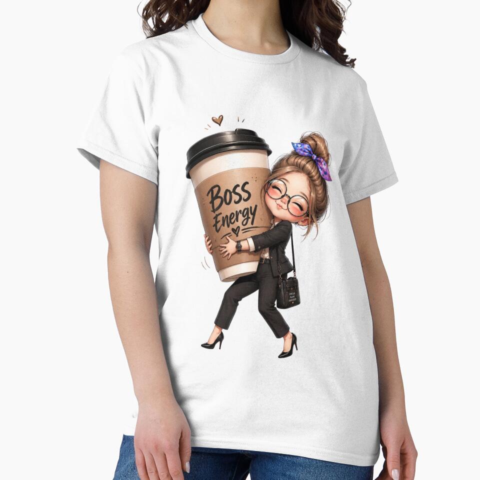 Boss Energy Cute Working Woman - Coffee Lover Kawaii Art by Paka Shop