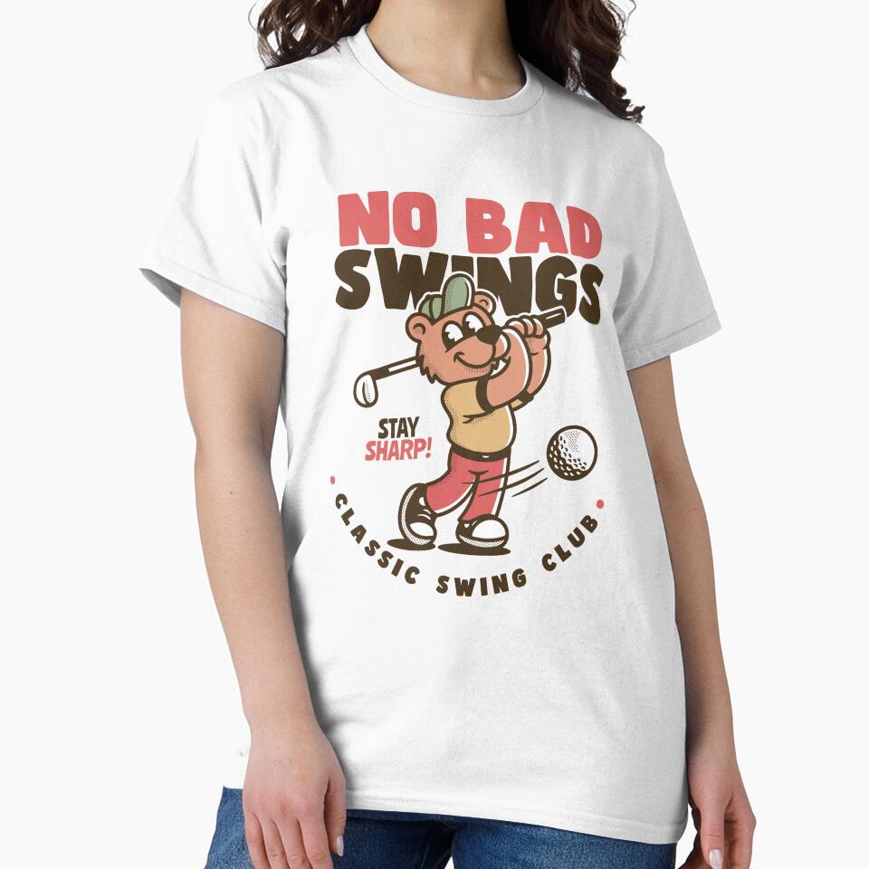 No Bad Swings Golf Bear Cartoon – Funny Classic Swing Club Design by adipra
