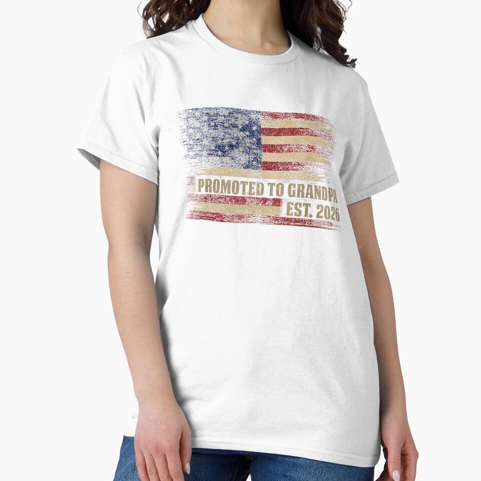 Promoted to Grandpa Est 2026 USA Vintage Flag Fathers Day by Goleon12