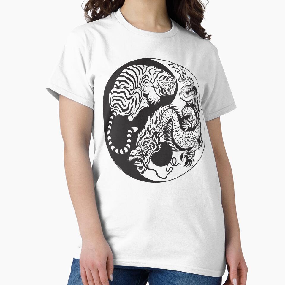 Chinese Tiger and Dragon | Yin and Yang Design | Line Art by offbranddesign