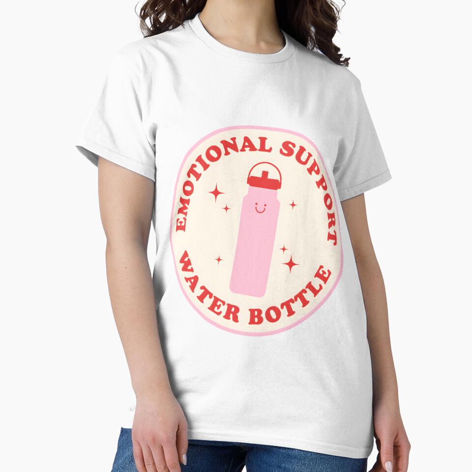 Emotional Support Water Bottle Sticker Red And Pink by SaulSalinas