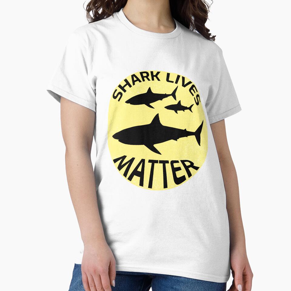 Shark lives matter design with black sharks. We have to protect the sharks! by NobelFashion