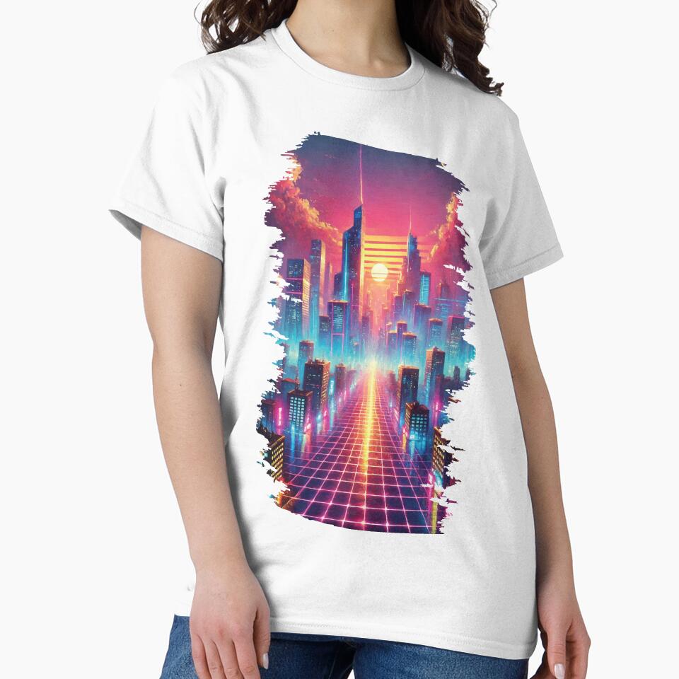 Neon Cyberpunk Cityscape – Retro Synthwave Art by jhharoon