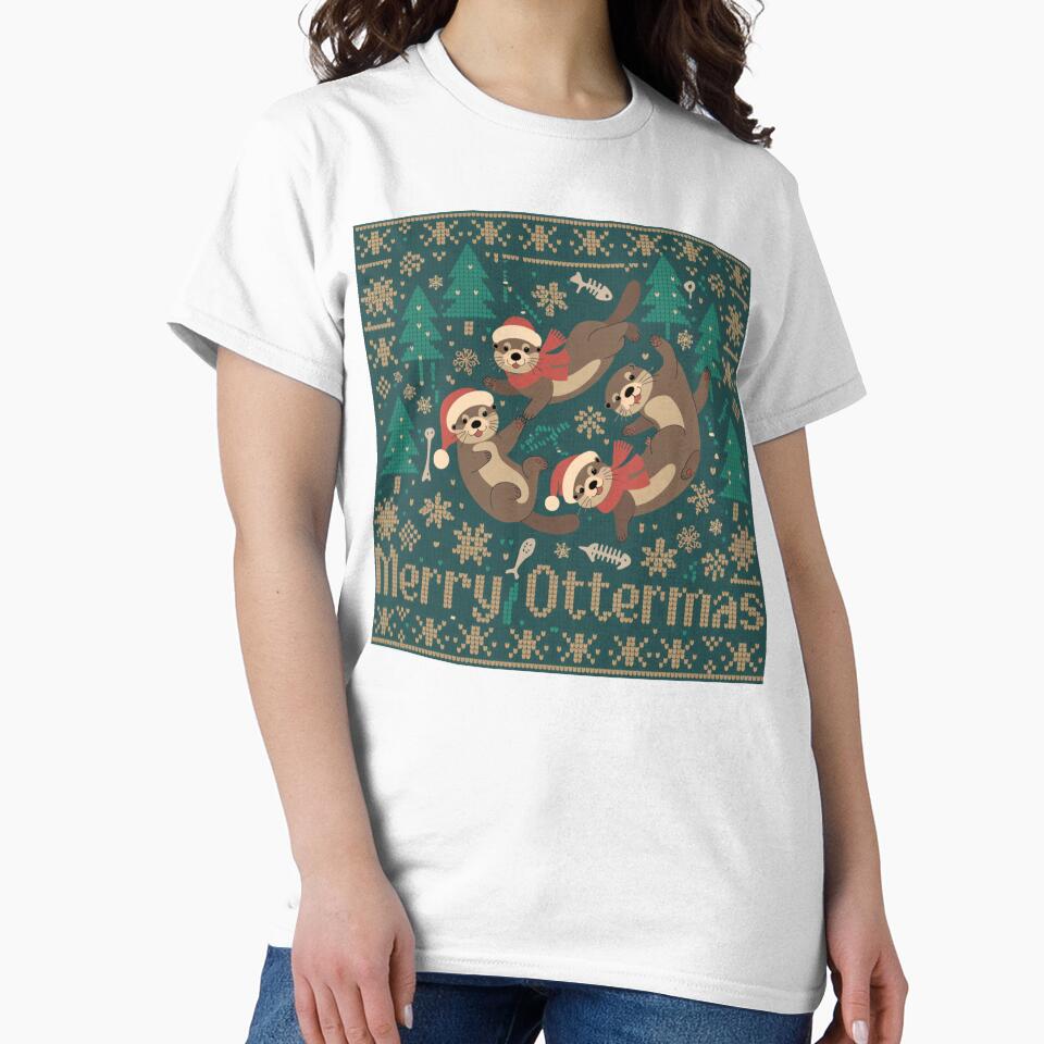 Merry Ottermas, Christmas T-Shirt by NicolasGlowArt