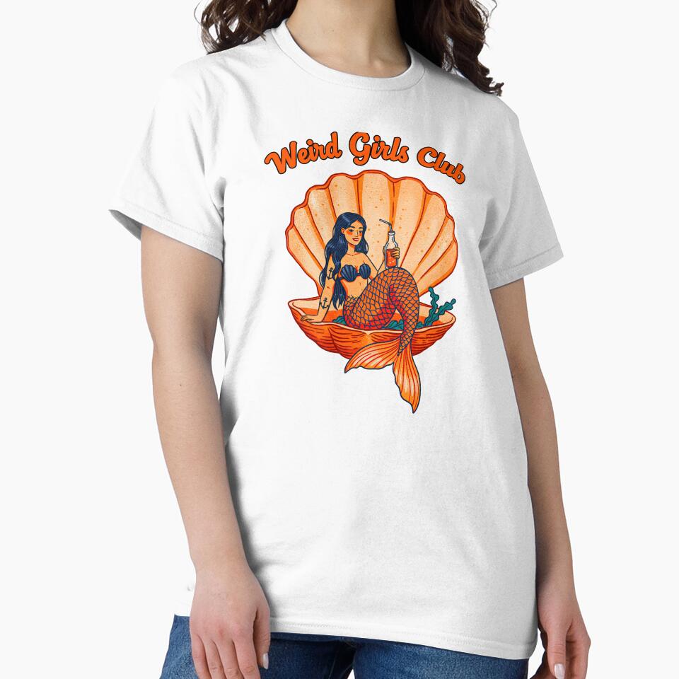 Weird Girls Club Mermaid Seashell Vintage Humor by TeeARTHY