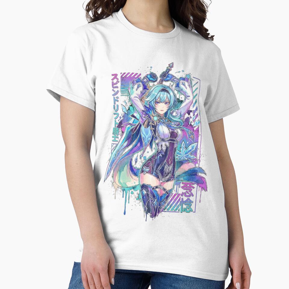 Genshin Impact Eula Vaporwave Aesthetic Neon Synthwave Design by Senpaiwaves