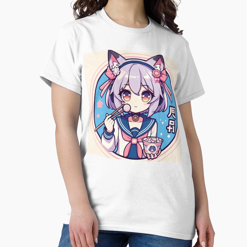 Kawaii Anime Cat Girl Vector Art - Cute and Minimalist Design for Anime Fans by emanuele6698