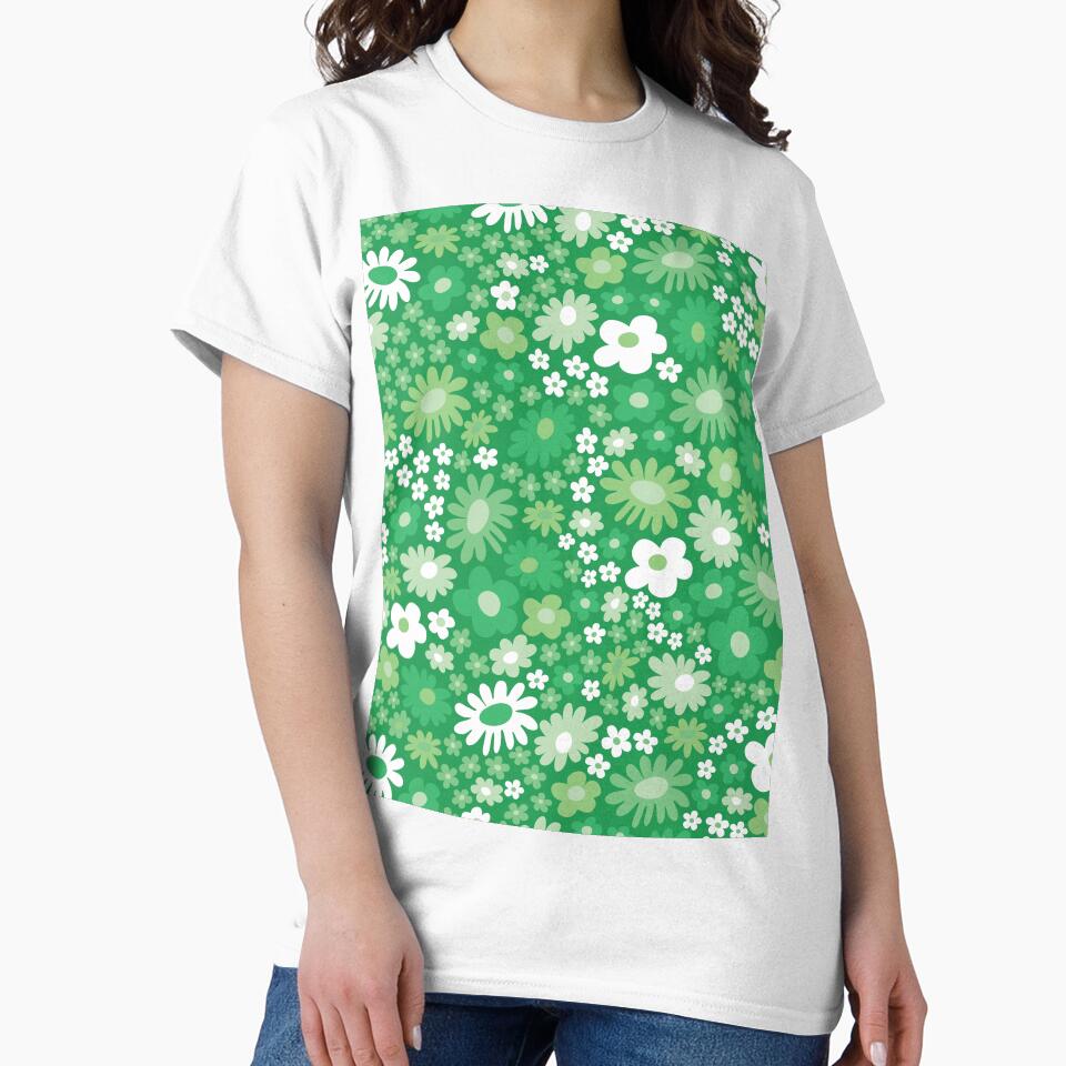 pastel green 60s retro flower power, light green, 60s groovy pattern, hippie flowers by blomastudios