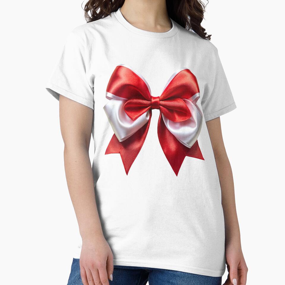 coquette aesthetic red and white satin bow by DuskTillDown