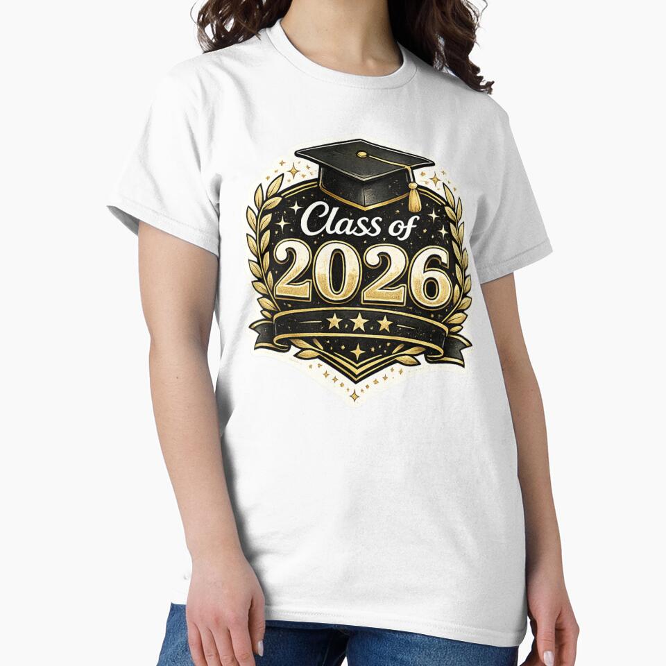Class of 2026 Graduation Cap Gold Senior Design by CLOUTKULT