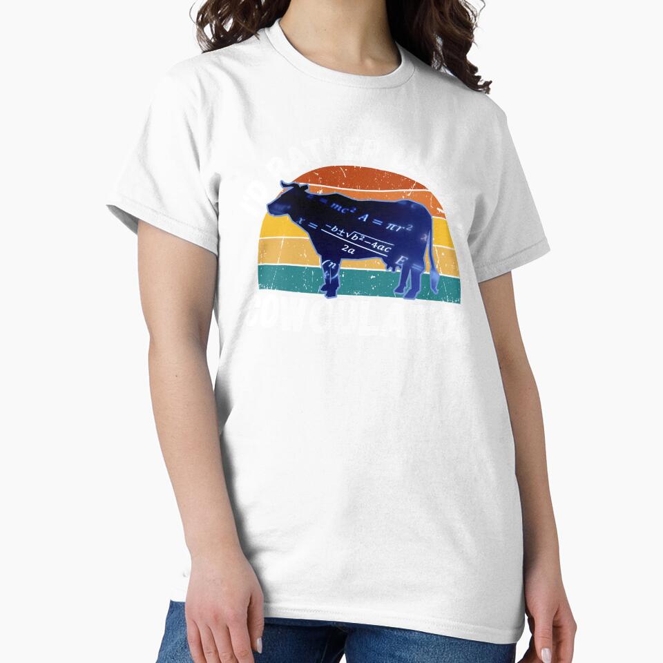 Blue Cow with Vintage sunset "Cow-Culator" jokes Funny colorful cow puns Calculator by FarmsteadAcers