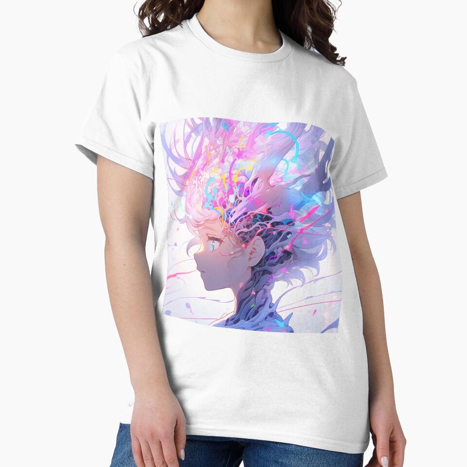 Bright Pink Surreal Alien Cyberpunk Anime Girl by bubblegoth