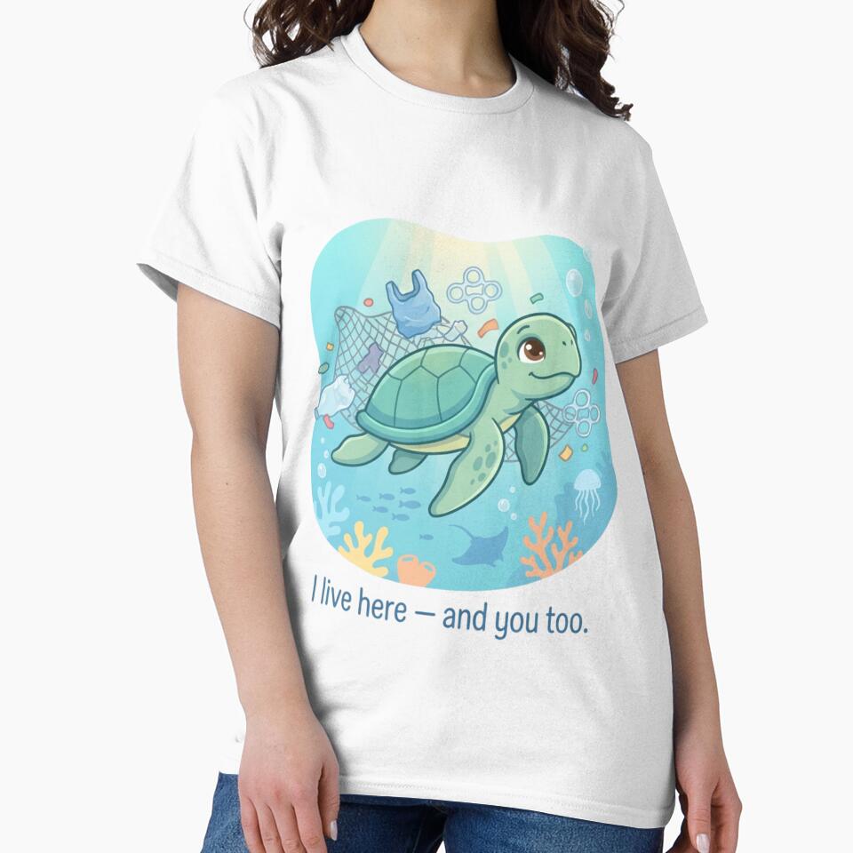 Ocean Pollution Turtle Illustration by On My Print