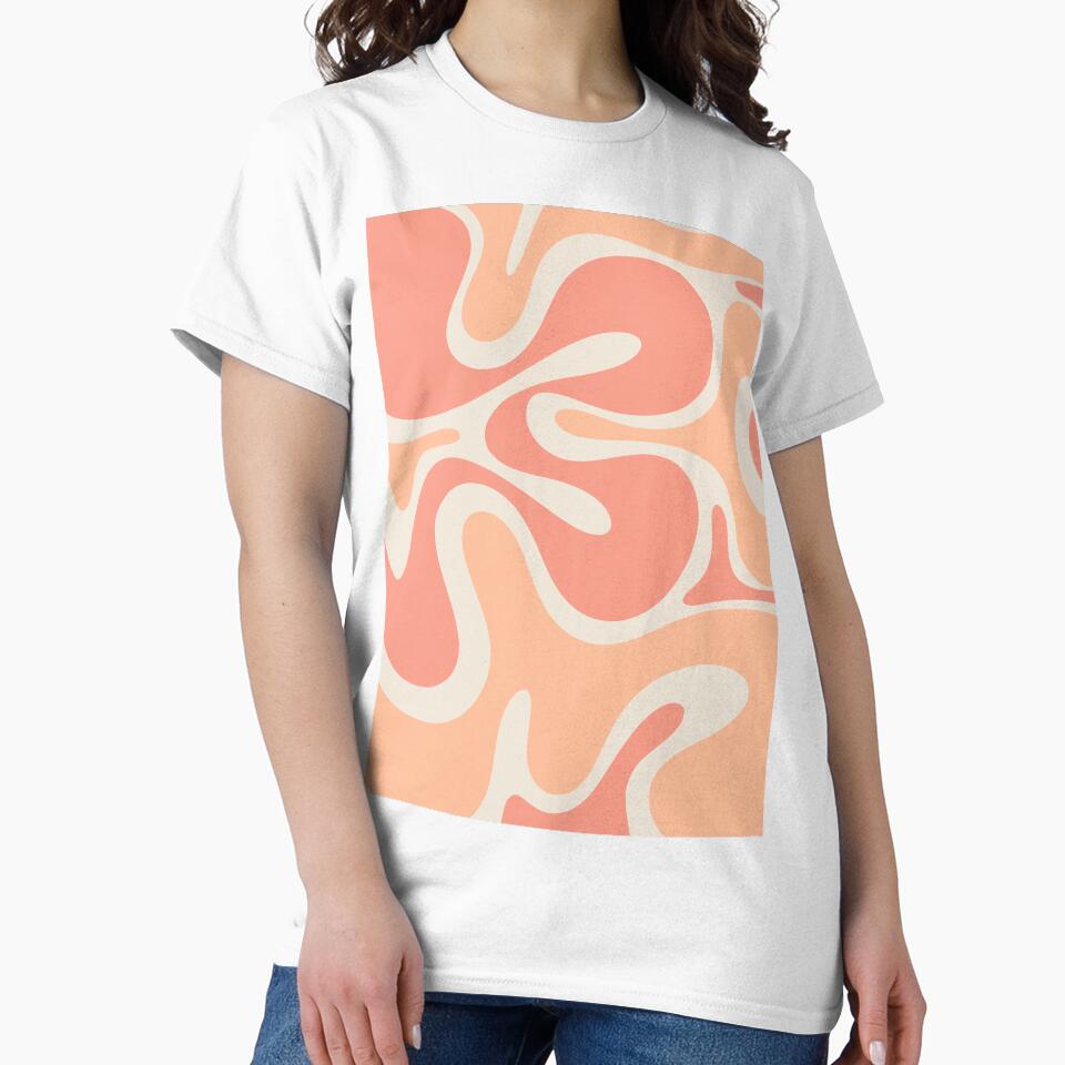 Peach and Pink Smooth Contours Retro Modern Abstract Pattern by kierkegaard