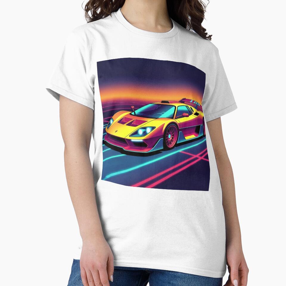 Retro Synthwave Supercar Sunset | Neon Vaporwave Sports Car | Outrun Aesthetic | Futuristic Car Wall Art by Nexus Space