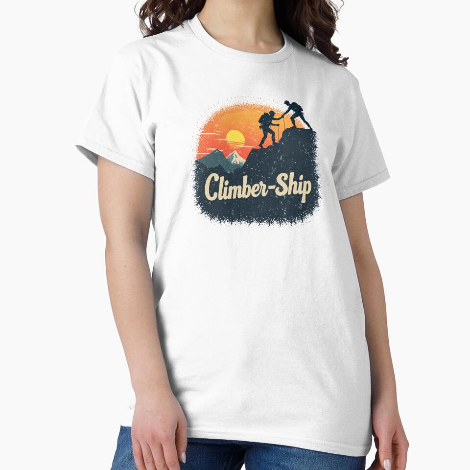 ClimberShip Teamwork Reaches New Heights at Sunset (Washed and Worn Look) by JumpJammiesTees