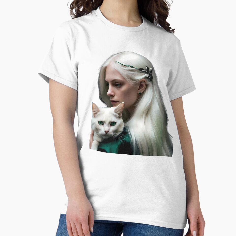 The Watcher – Pale Girl and Her White Cat by Pickmash