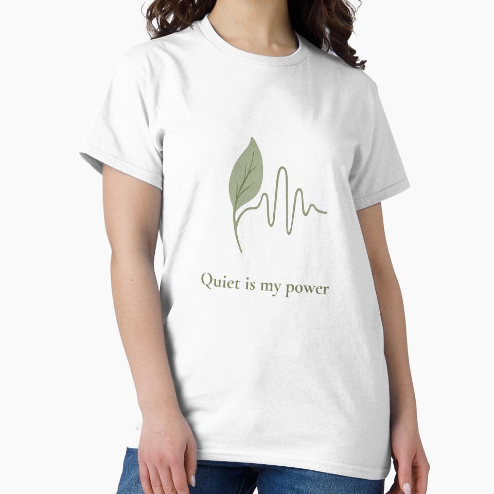 Quiet Is My Power – Minimalist Leaf Soundwave Design by KindByNature