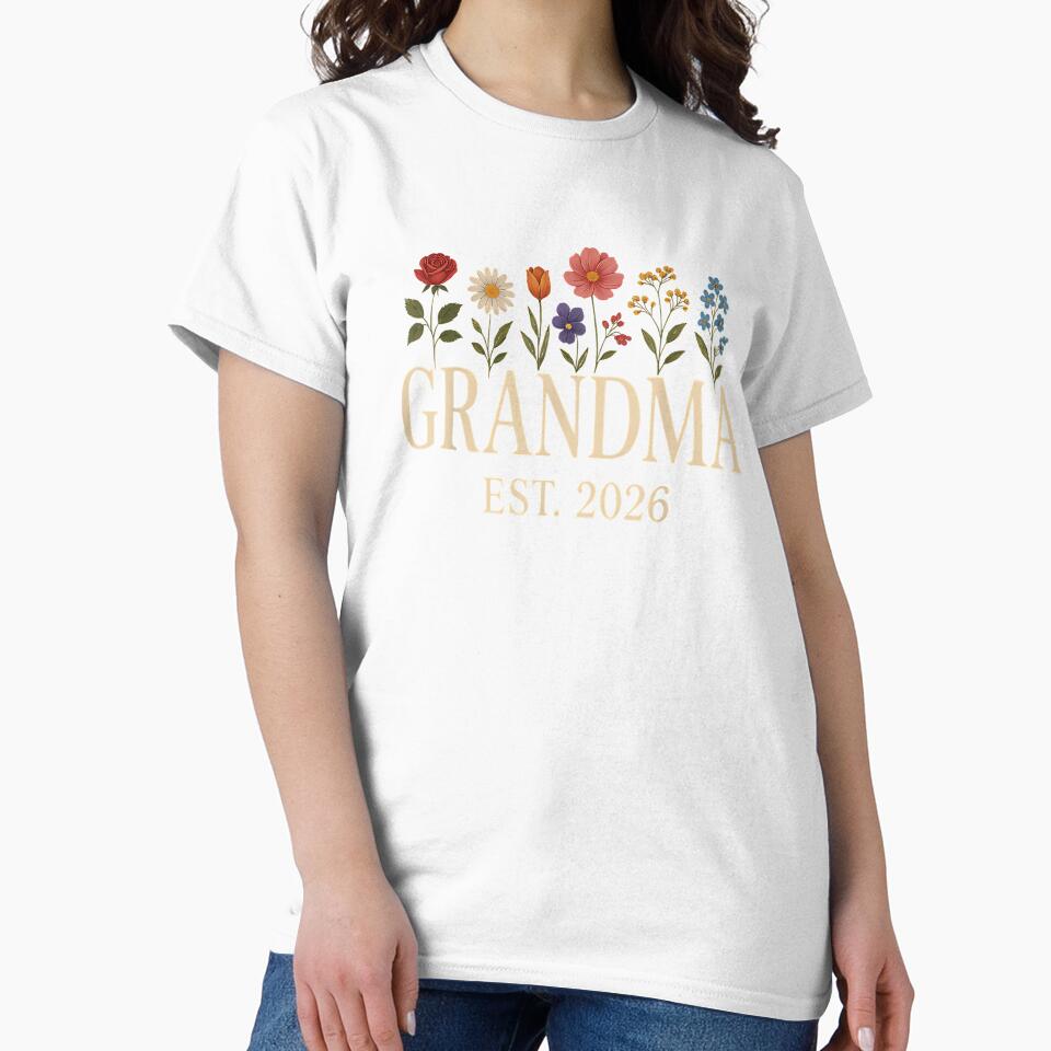 Promoted to Grandma 2026 Pregnancy Flower New Grandma 2026 by Boutkimaewab