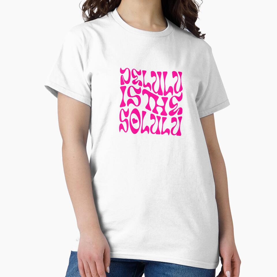 Delulu Is the Solulu Groovy Hot Pink Gen Z Aesthetic Funny TikTok Y2K Meme Quote by darkskydelights