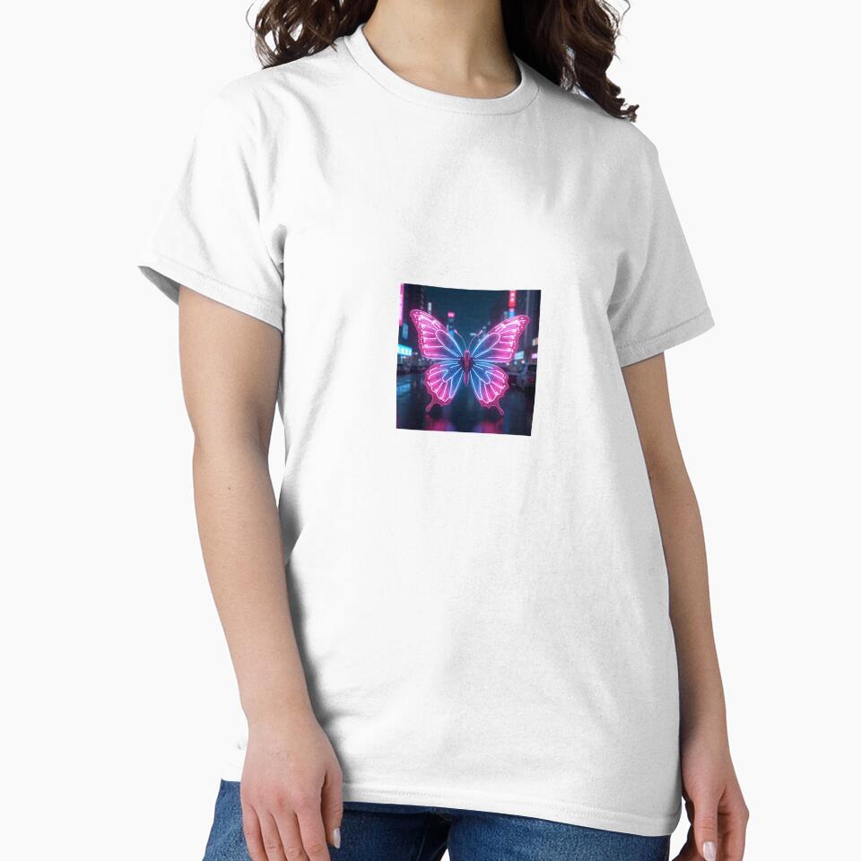 Cyber Glitch Butterfly – Neon Y2K Chrome Aesthetic Design by Srahul