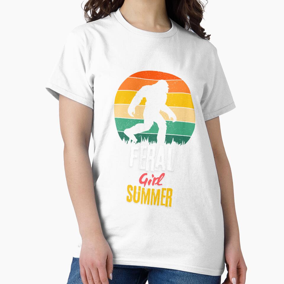 Feral Girl Summer Retro Vintage T-Shirt by BlueGoldArt