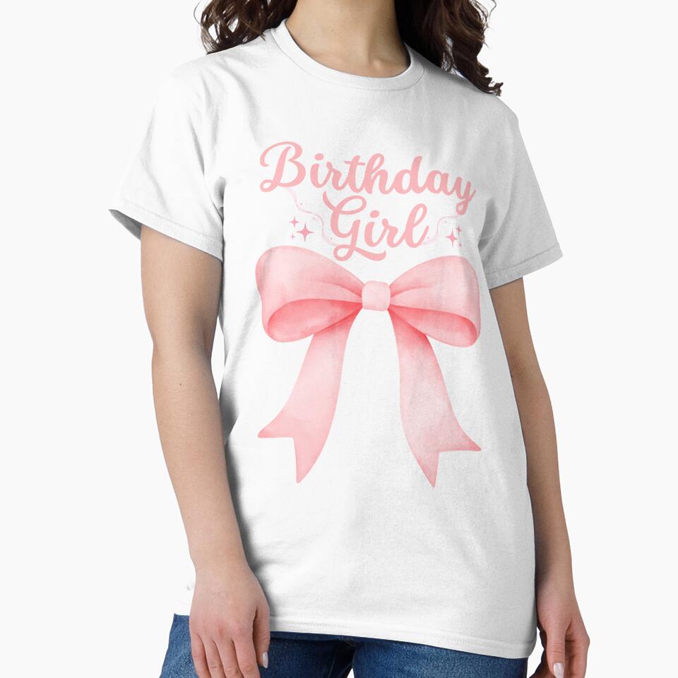 Birthday Girl Pink Coquette Bow Funny Birthday Party Matching by thebest-2studio