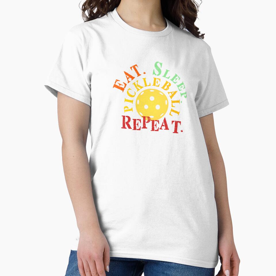 Eat Sleep Pickleball Repeat – Retro Funny Pickleball Lover Tee by miaa-artistshop