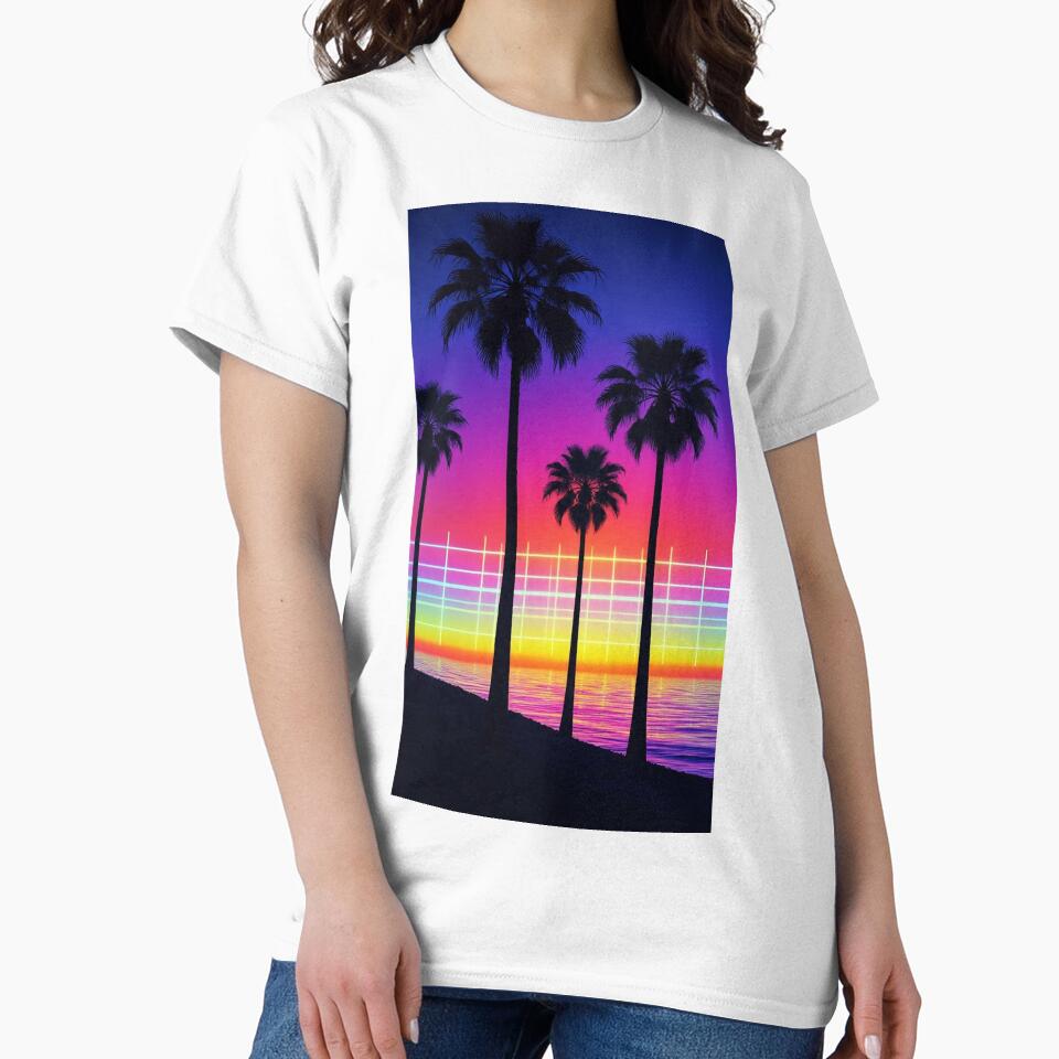 Electric Skyline | Palm Trees & Neon Grid Lo-Fi Wall Art by Esterlane
