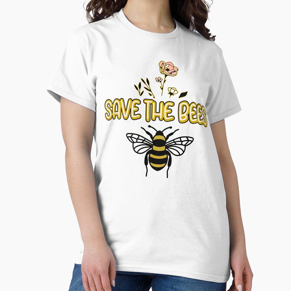 Save The Bees Gold Black and Pink Flowers by SmileThreads
