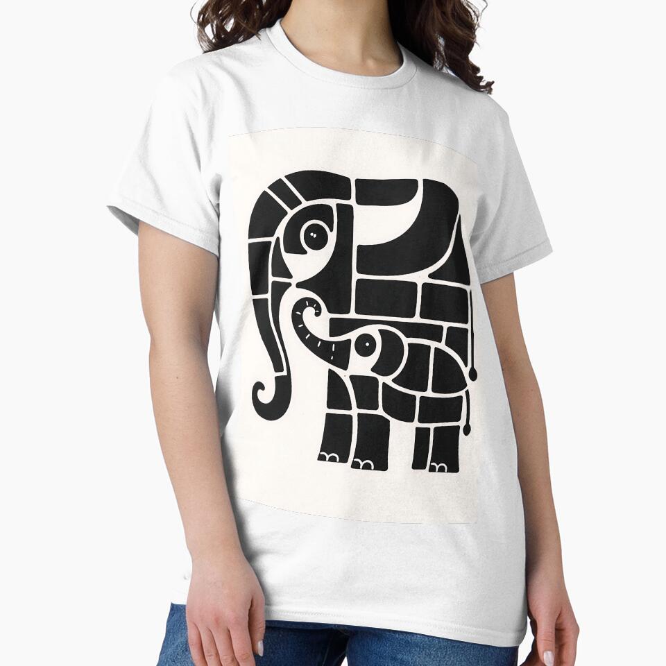 Abstract Elephant Art | Geometric Elephant Design | Minimal Black Elephant Illustration | Modern Tribal Animal Art by GaneshHilam
