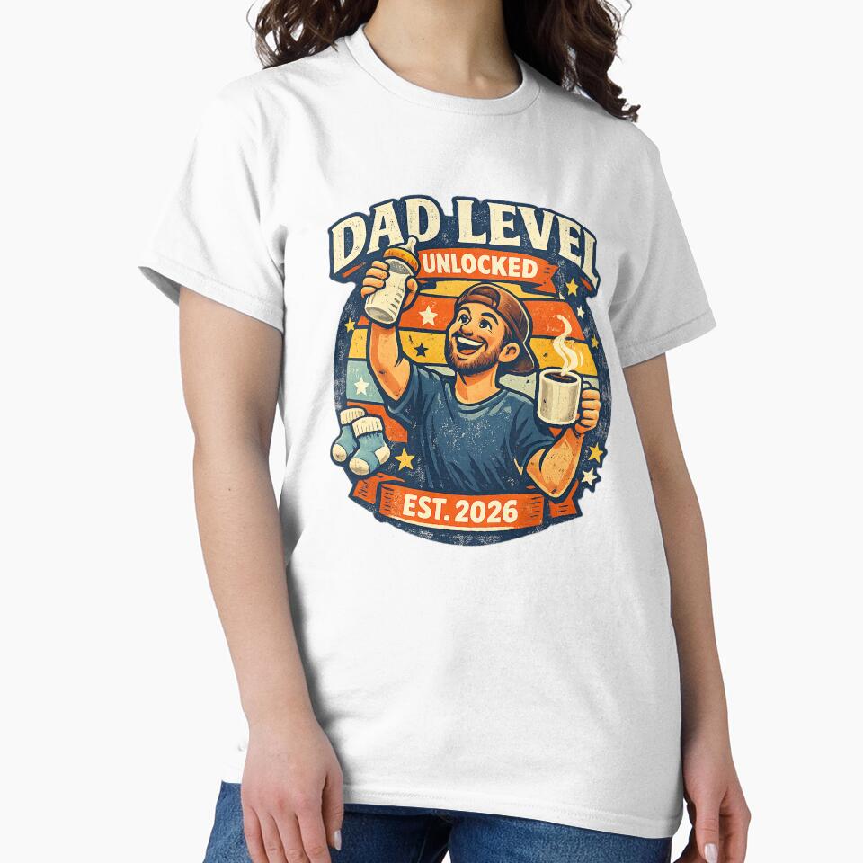 Dad Level Unlocked Est 2026 New Dad Shirt by Concrete Coffee Studio