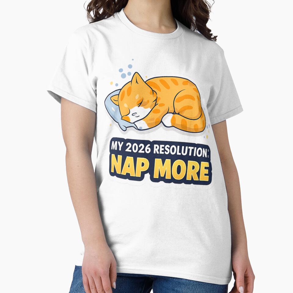 My 2026 Resolution: Nap More – Cute Sleeping Cat New Year Design by CraftLum