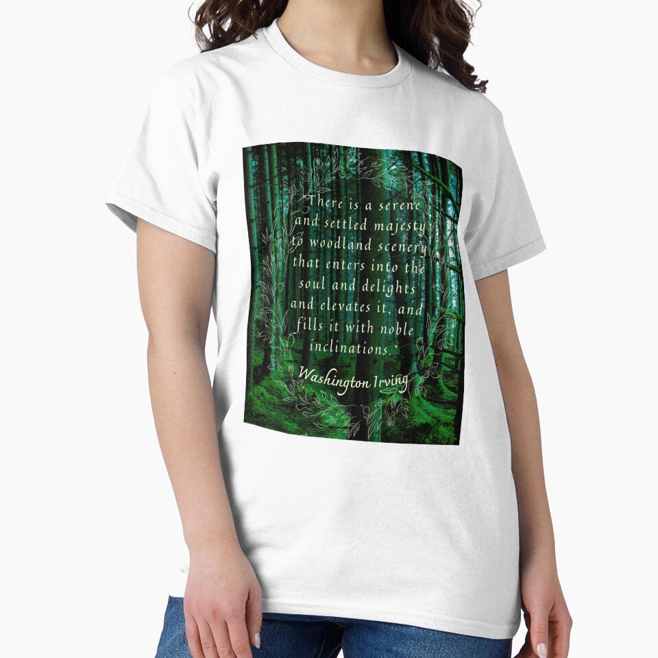 Washington Irving quote: There is a serene and settled majesty to woodland scenery that enters into the soul and delights and elevates it, by artbleed
