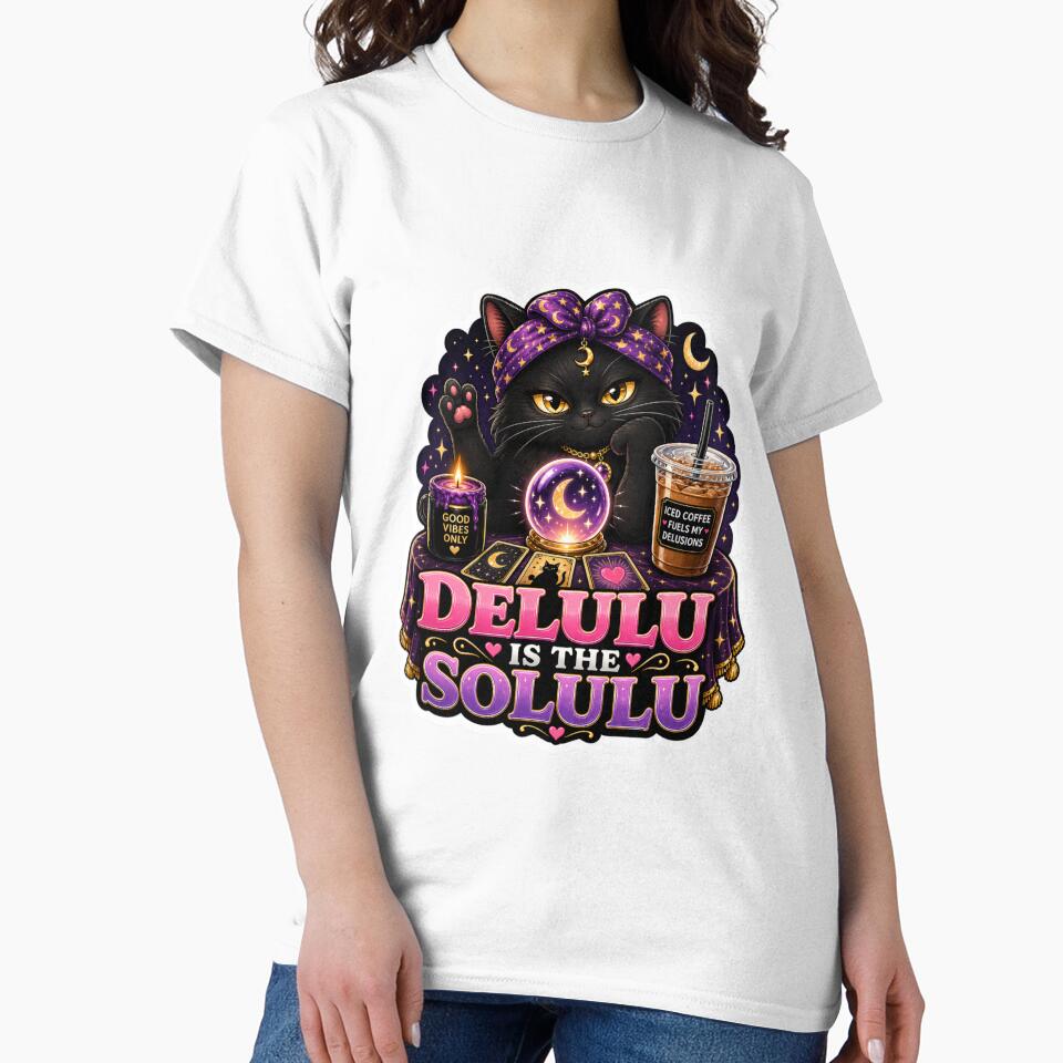 Delulu Is The Solulu Black Cat Sticker by Azerof