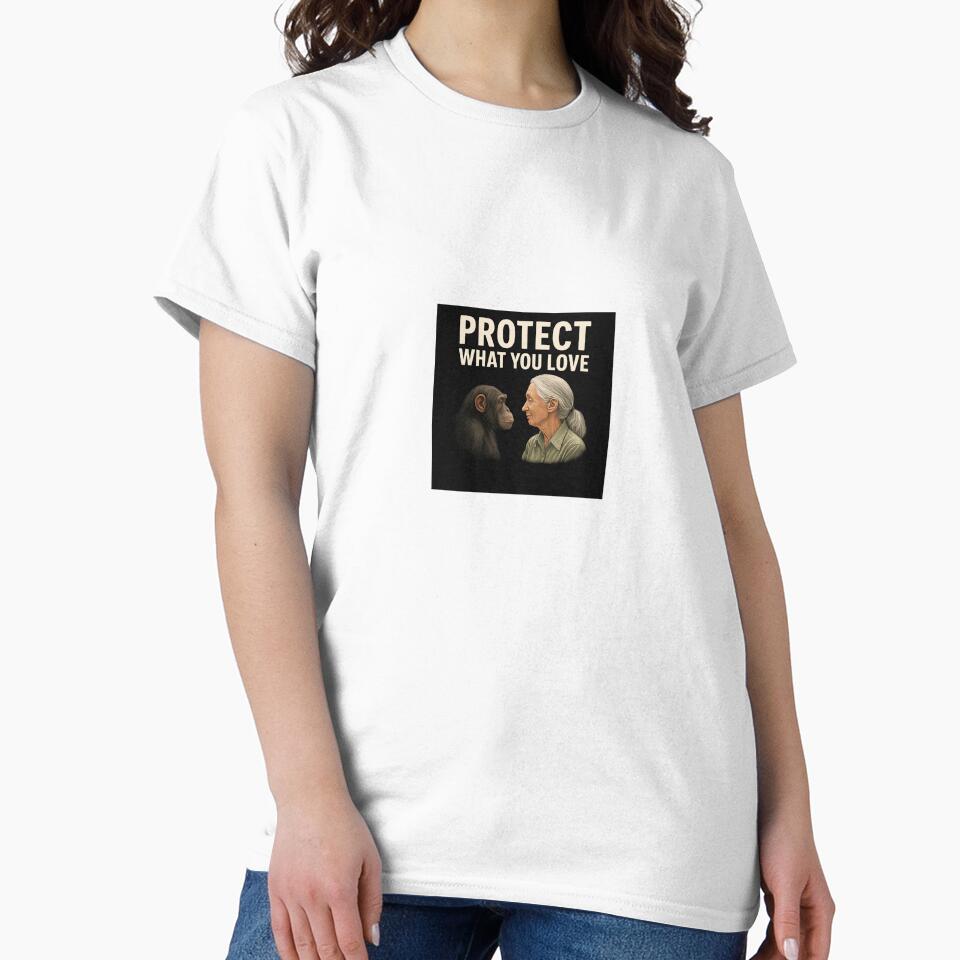 Protect What You Love – Jane Goodall & Chimpanzee Eco Design by LoaiArt