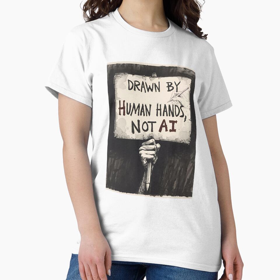 Drawn by Human Hands, Not AI – Artist Protest Pencil Design by ByPrintedThought