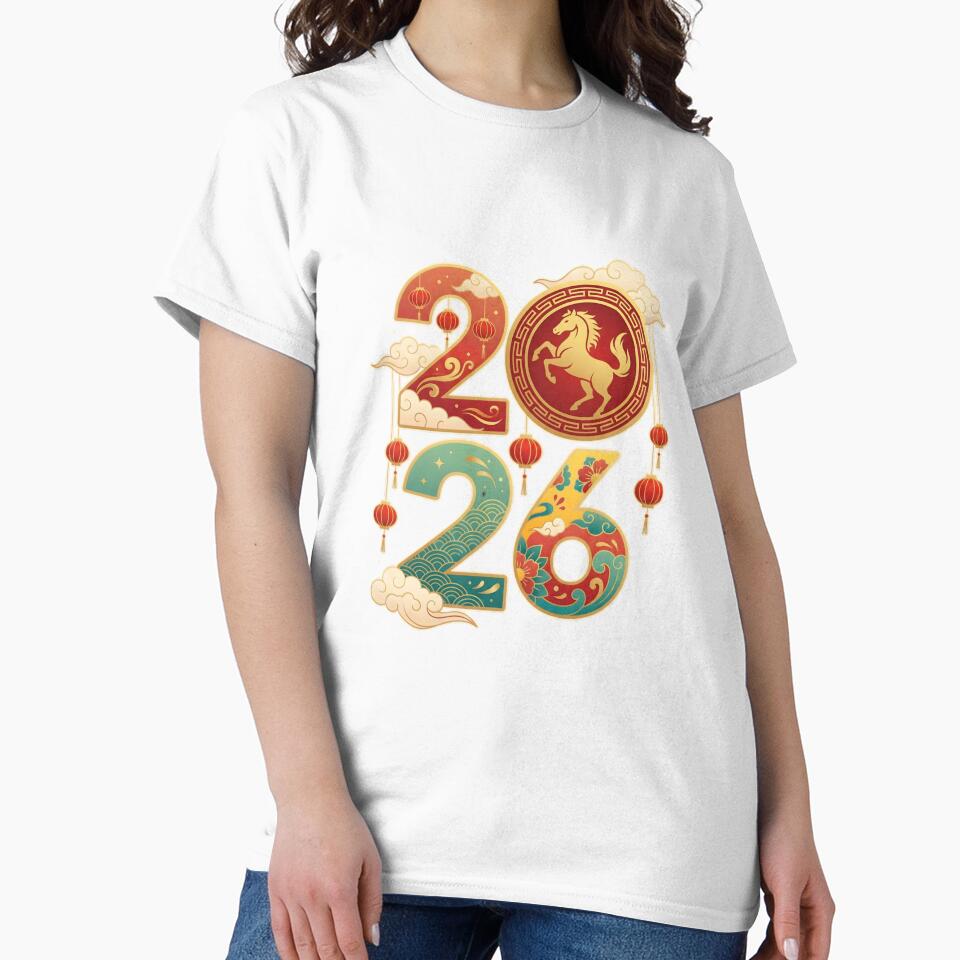 2026 Chinese New Year, Year of the Horse Zodiac Celebration Gift, Colorful Lantern Asian Festival Graphic Tee by saloui