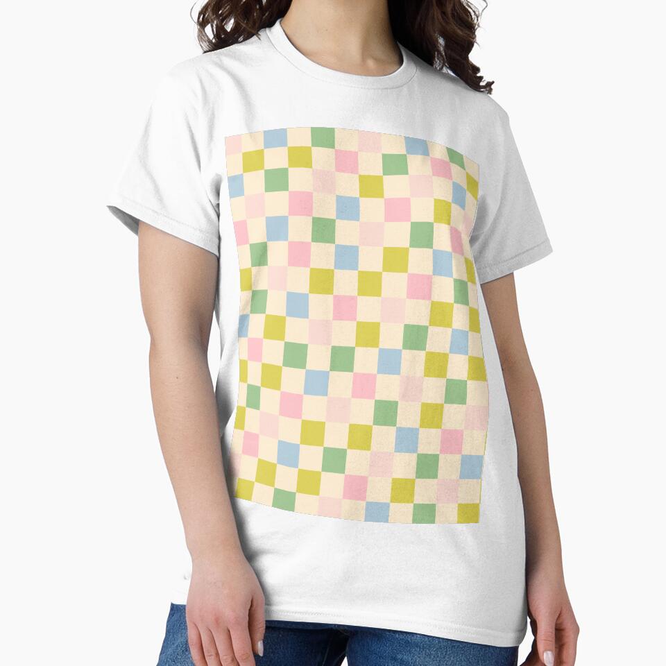 Checkered Pattern Pastel Blue Green Pink by kierkegaard
