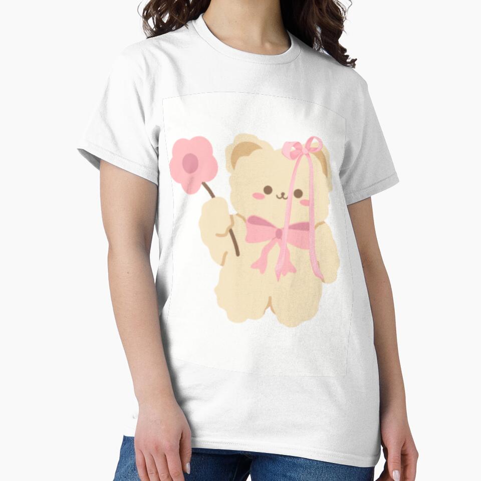 Cute Teddy Bear Pink Floral by Blush and Bloom