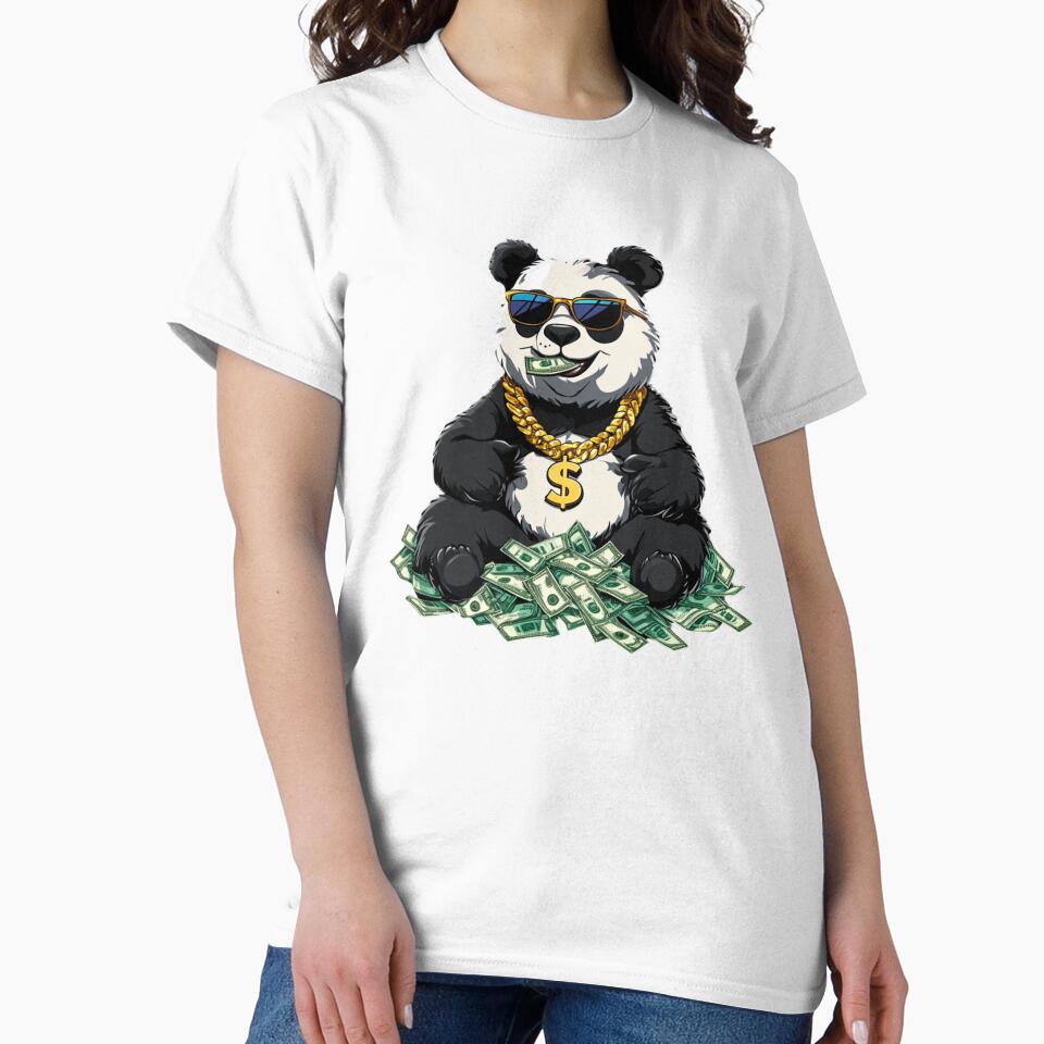 Panda Rich Money | T-Shirt by NicolasGlowArt